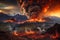 Inferno Unleashed: A Frightening Volcanic Eruption with Lava and Pyroclastic Cloud