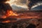 Inferno Unleashed: A Frightening Volcanic Eruption with Lava and Pyroclastic Cloud