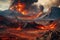 Inferno Unleashed: A Frightening Volcanic Eruption with Lava and Pyroclastic Cloud