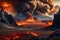 Inferno Unleashed: A Frightening Volcanic Eruption with Lava and Pyroclastic Cloud