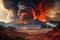 Inferno Unleashed: A Frightening Volcanic Eruption with Lava and Pyroclastic Cloud