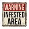 Infested area vintage rusty metal sign