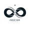 Infinite friendship, friends forever, special vector logo combined with two symbols of eternity loop and human