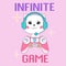 Infinite game cute flat style gamer vector illustration with a cat and game controller