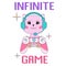 Infinite game cute flat style gamer vector illustration with a cat and game controller