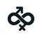 Infinite Love concept, vector symbol created with infinity sign and male Mars an female Venus signs.