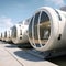 Infinite pods of futuristic housing clustered into an airplane Generative AI