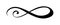 Infinity calligraphy vector illustration symbol. Eternal limitless emblem. Black mobius ribbon silhouette. Modern brush