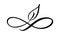 Infinity calligraphy vector illustration symbol with leaf. Eternal limitless emblem. Cycle endless eco life concept