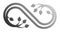 Infinity flourish symbol icon - gray gradient outline, isolated - vector