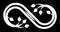 Infinity flourish symbol icon - white outline, isolated - vector