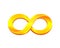 Infinity gold symbol on the white background.