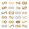 Infinity icons. Contouring shapes of eternity vector two-color symbols