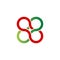 infinity logo with 4 circles in red and green color