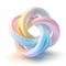 A infinity loop sculpture in a smooth pastel gradient