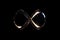 infinity loop, symbol of endlessness and change, on black background