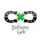 Infinity luck symbol. Two horseshoes with four leaves clover sign