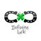 Infinity luck symbol. Two horseshoes with four leaves clover sign.
