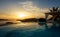 Infinity pool at dusk in Santorini