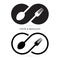 Infinity & restaurant icon.Food & infinity icon.Fork & spoon