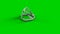 Infinity shaped silver ring 3d render green screen