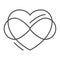 Infinity sign in heart shape thin line icon, free love concept, Love eternity sign on white background, Intertwined