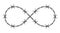 Infinity sign made of barbed wire. Vector realistic illustration