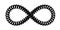 Infinity sign made of spiral ribbon. Twisted telephone cable symbol. Isolated vector illustration with editable outlines
