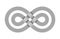 Infinity sign made of two crossed metal wires. Limitless strip symbol. Vector illustration