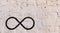 The infinity symbol drawn in black on a brick wall