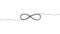 Infinity symbol drawn by one line isolated on white background. Repetitions or unlimited cycling. Vector illustration