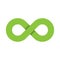 Infinity symbol icon. Representing the concept of infinite, limitless and endless things. Simple green vector design