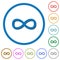 Infinity symbol icons with shadows and outlines
