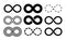 Infinity symbol. Mobius infinite arrow icon set. Endless thin linear image. Vector repetition and unlimited logo