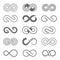 Infinity, unlimited, endless vector symbol set.
