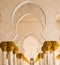 Infinity View of Gold Leaf Flanked Floral Pillars of Sheikh Zayed Grand Mosque in Abu Dhabi, UAE