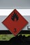 Inflammable goods sign on oil truck