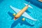Inflatable airplane swimming pool float. Summer travel vacation. Generative ai