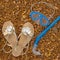 Inflatable baby circle Sandals Underwater mask snorkel, lie on the beach.