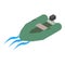 Inflatable boat icon isometric vector. Modern inflatable boat with motor icon