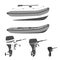 inflatable boat and motor for fishing, hunting and recreation