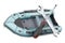 Inflatable boat with screwdriver and wrench, 3D rendering