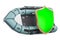 Inflatable boat with shield, 3D rendering