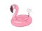 Inflatable cute pool toy. Pink rubber flamingo.