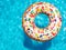 Inflatable doughnut buoy in the swim pool top view