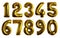 inflatable golden numbers made of foil on a white isolated background