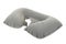 Inflatable grey travel pillow isolated on white background.