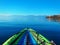 Inflatable Kayak in Calm Gulf of Corinth Water, Greece