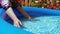 Inflatable Paddling family pool in garden medium