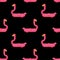 Inflatable Pink flamingo pixel art pattern seamless. Magic bird Toy for swimming pixelated background. Old game graphics. 8 bit